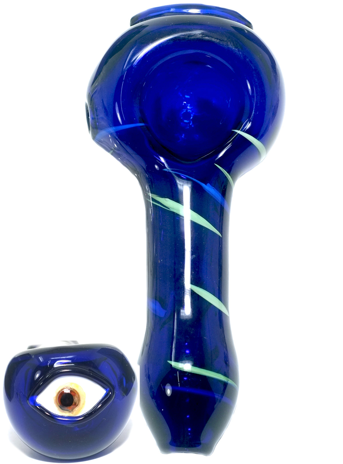 4" blue one eye glass handpipe