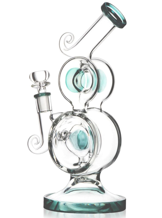 10" Unique Two Barrel Glass Recycler Pipe