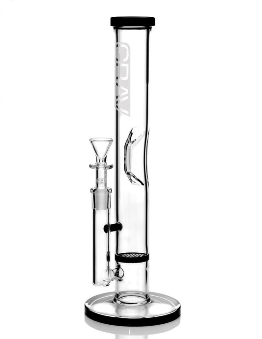 GRAV® Medium Straight Base w- Disc Water Pipe - Black Accent