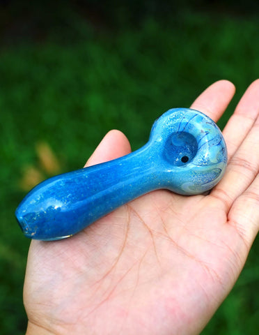 4" Blue Pretty Glass hand pipe