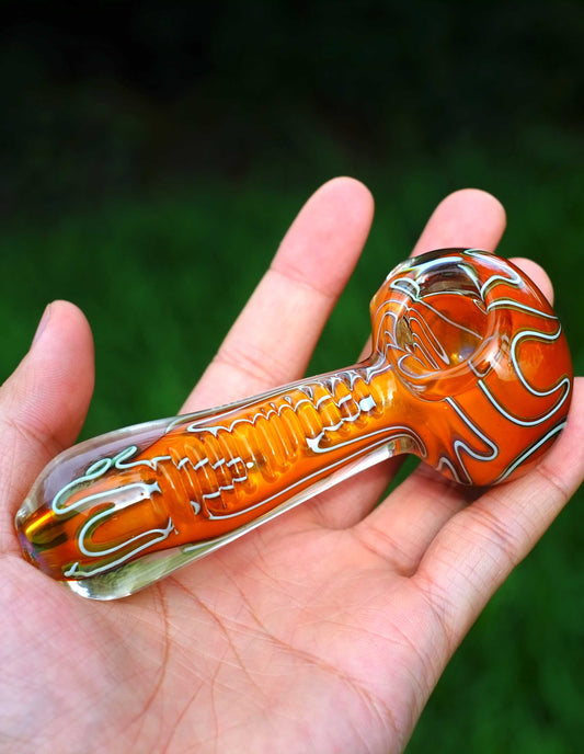 5" Red Pretty  Heavy Glass hand pipe