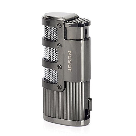 JOBON Windproof Tripple Torch Refillable Butane Gas Lighter With Push up Cigar hole