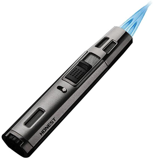 Honest Cigar Tobacco Lighter Jet Torch Dual Blue Flame, Refillable Butane