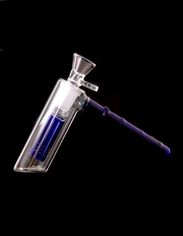 6"  6 Perc Arm blue Hammer glass pipe