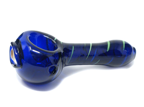 4" blue one eye glass handpipe