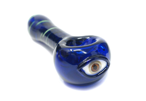 4" blue one eye glass handpipe