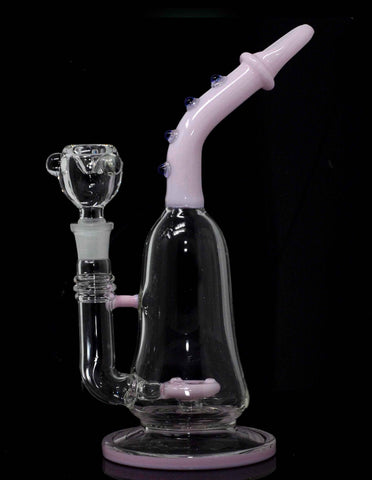 10" Pink Bent Neck Volcanic filter layer Glass Water Pipe