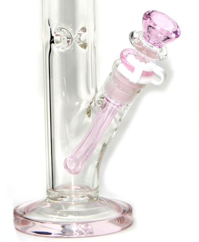 10" Pink Kitty Straight Neck Thick Glass Water Pipe