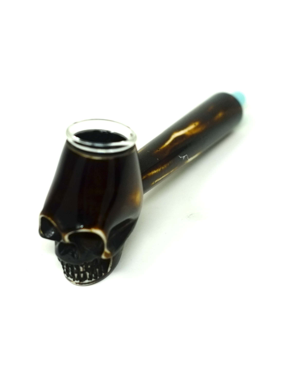 4"Dark Skull Tobacco Pipe Resin Smoking Pipe with Glass Bowl