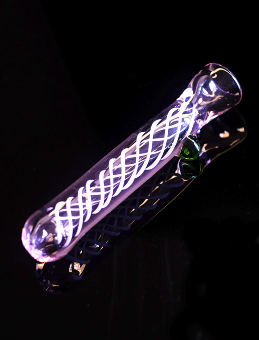 3.5" Pink Swirl Design Bead Glass Chillum Pipe