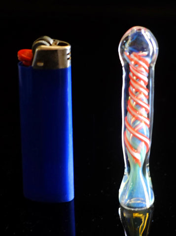 3.5" Swirl Colored Twist Design Glass Chillum PIpe