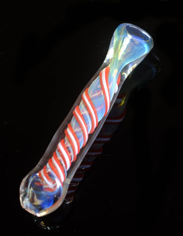 3.5" Swirl Colored Twist Design Glass Chillum PIpe