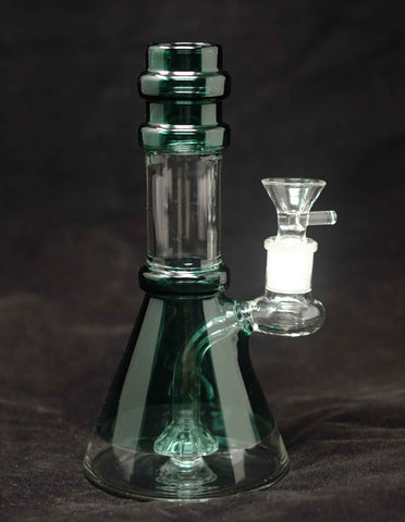 8" Glass Water Pipe Light Blue with Showerhead Perc Bong