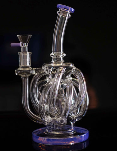 12" Super Vortex Glass Bong Recycler Water Pipe