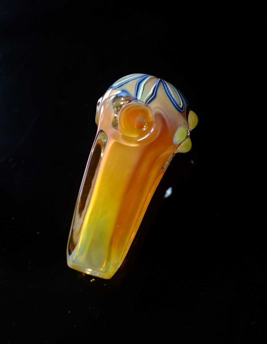 4" Glass Fancy Dots Square Spoon Pipe