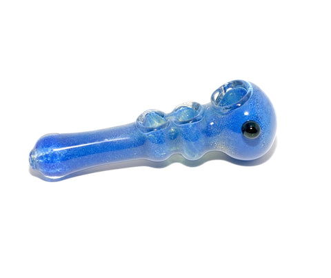 6" Blue Triple Bowl Glass Spoon Pipe