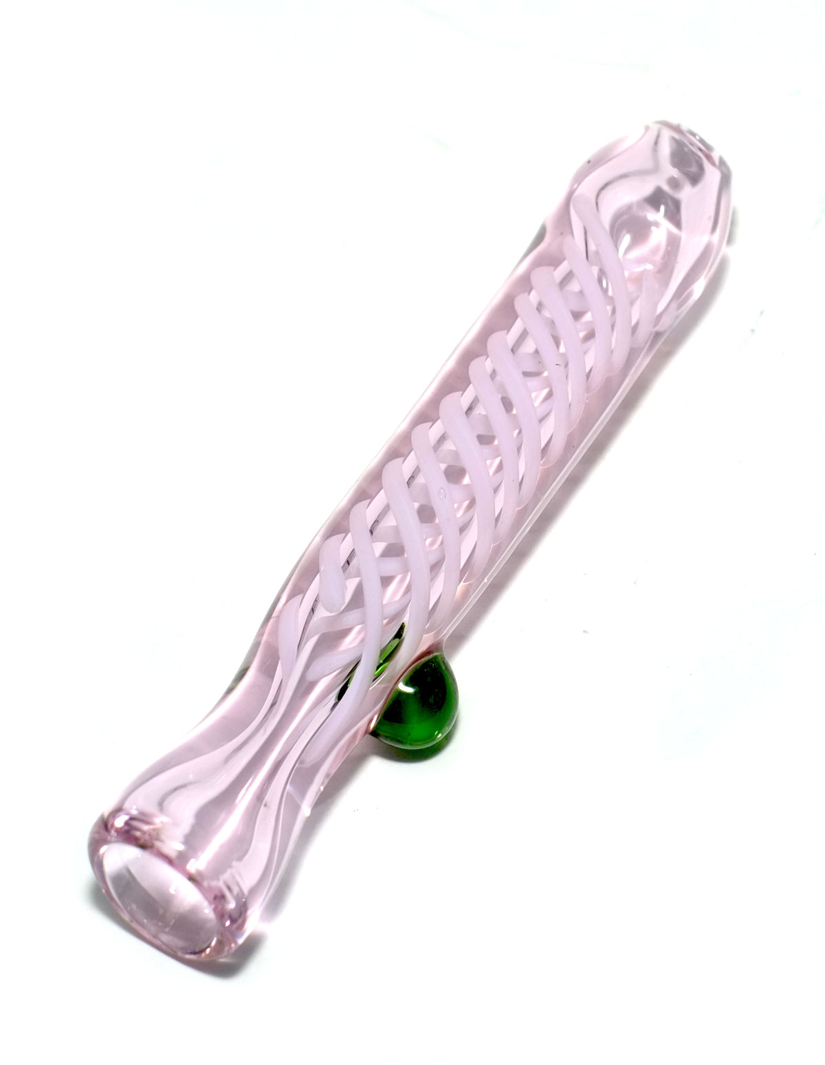 3.5" Pink Swirl Design Bead Glass Chillum Pipe