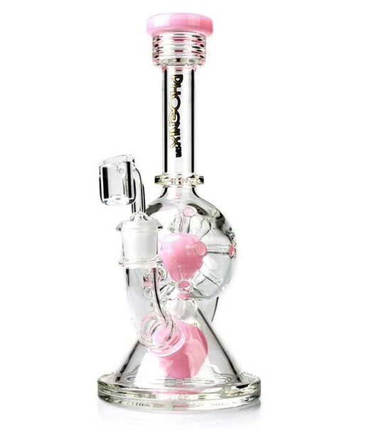 9" Pink Glass Water Pipe with SpaceBall Sipkes