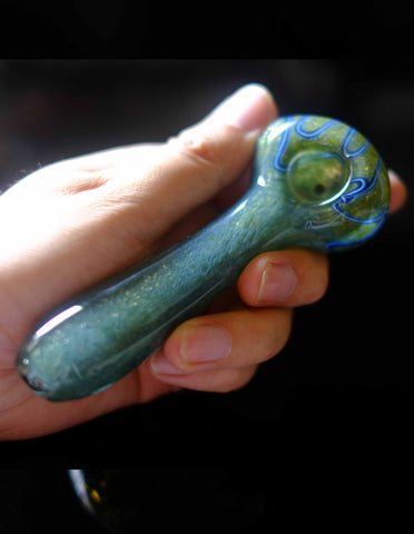 4.5" Blue Glass Spoon Pipe