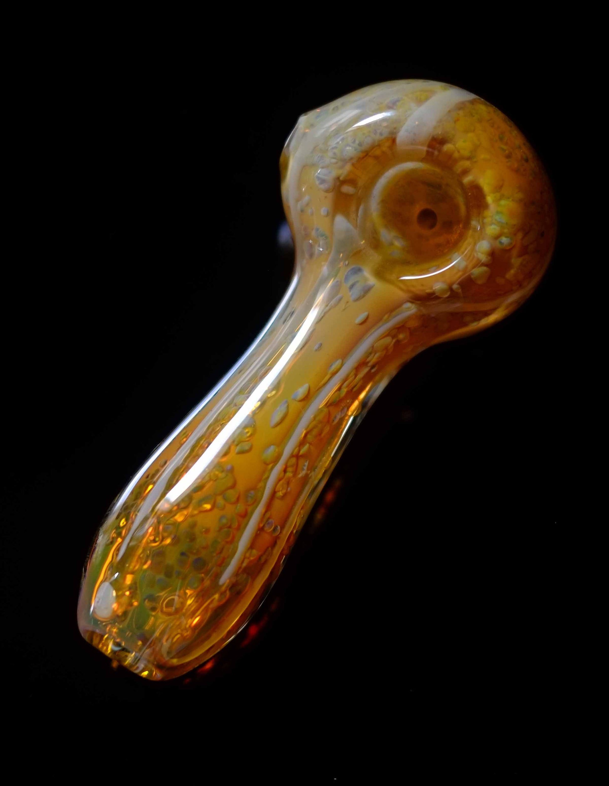 4" Unique Honeycomb Orange Glass Spoon Hand Pipe - SleekGlassPipe