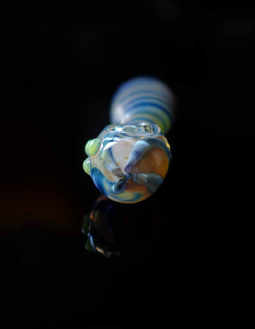 4.5" Blue Spiral Glass Spoon hand Pipe