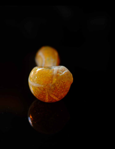 4" Unique Honeycomb Orange Glass Spoon Hand Pipe