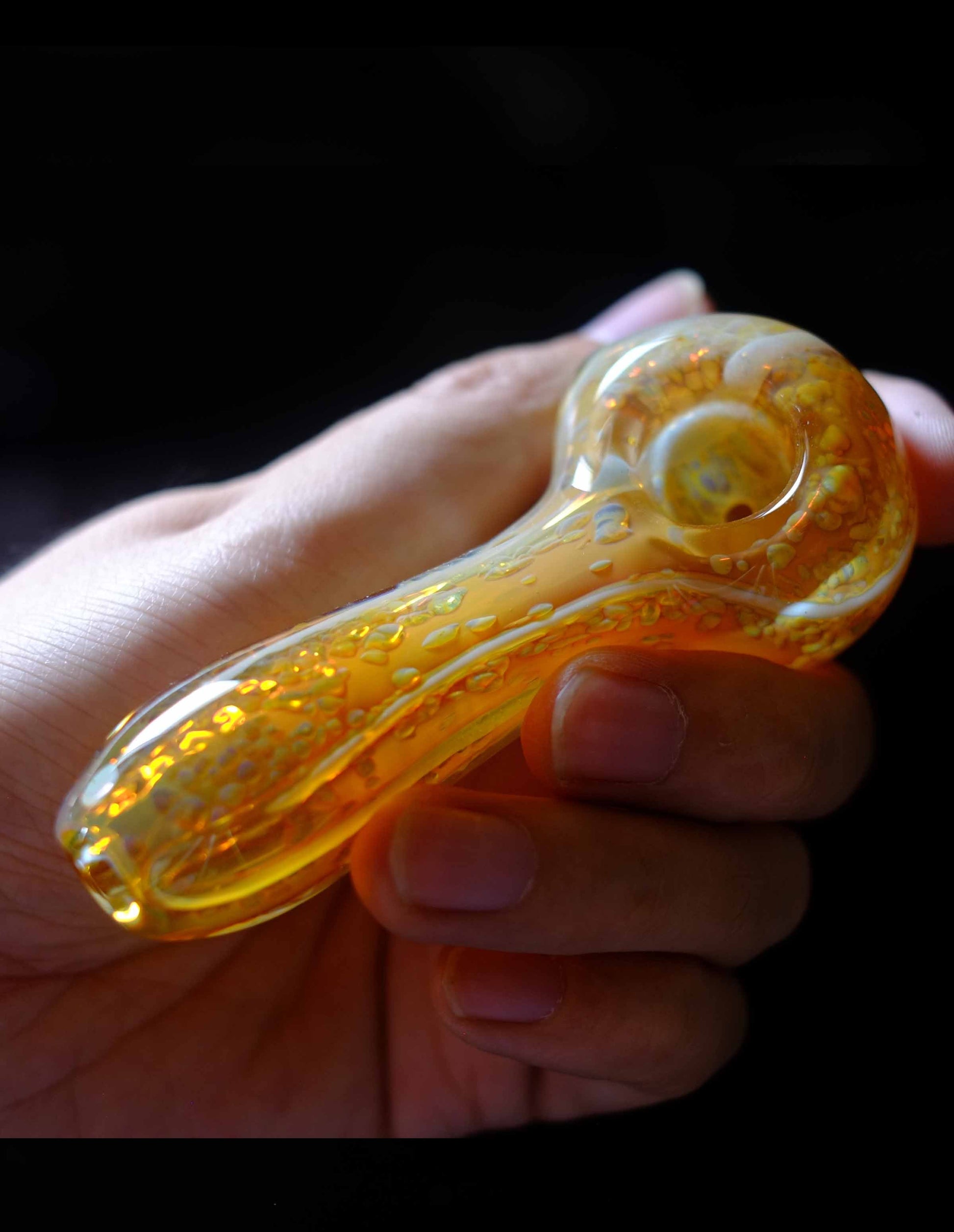 4" Unique Honeycomb Orange Glass Spoon Hand Pipe - SleekGlassPipe