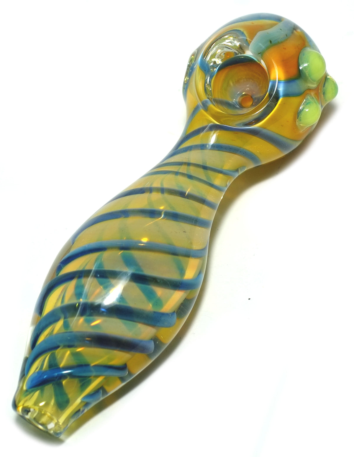 4.5" Blue Spiral Glass Spoon hand Pipe