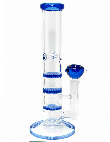 11"  Glass 3 layer Honeycomb Perc  with Ice Pinch Water pipe