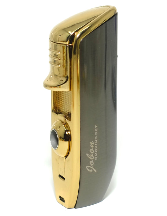 Jobon Cigar Cigarette Butane Lighter with Cigar Punch In Triple Torch