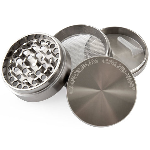 Chromium Crusher 2.5 Inch 4 Piece Tobacco Spice Herb Grinder - Gun Metal