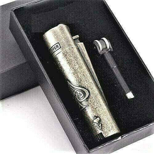 Clipper Ace Metal Cigarette Lighter Soft Flame Refillable Butane Gas In Bronze