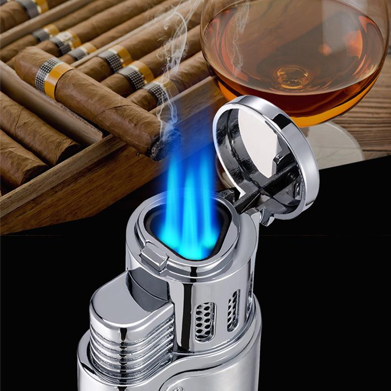 Jobon Triple Jet Flame Butane Cigar Gas Lighter Cigar Puncher