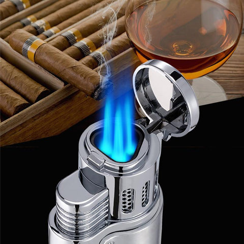 Jobon Triple Jet Flame Butane Cigar Gas Lighter Cigar Puncher