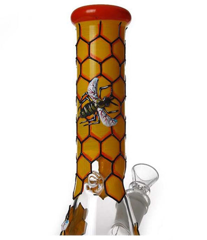 10" Bees Glass Water Bong Pipe