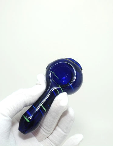 4" blue one eye glass handpipe