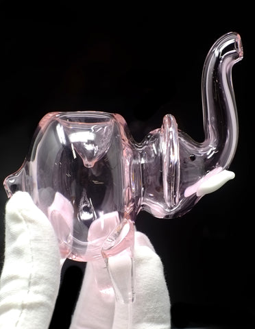 4.5" Pink mini elephant glass Animal spoon pipe