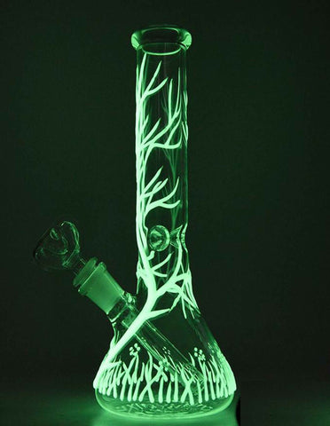 10" Tree Glow In The Dark Glass Water Pipe Bong