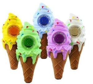 4.5" Ice Cream Silicone Pipe w- Glass Bowl