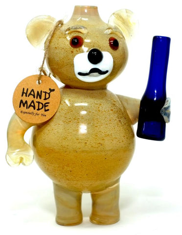 5.5" Ted Bear Holding Beer Glass Hand Pipe