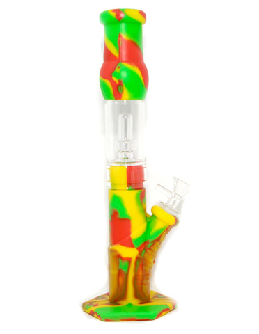 13" Silicone & Glass Water Pipe with Percs