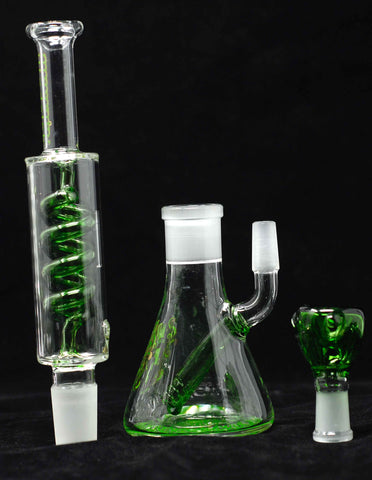 10" Spring  Coil Straight Neck Glass Water Bong Pipe