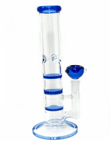 11"  Glass 3 layer Honeycomb Perc  with Ice Pinch Water pipe