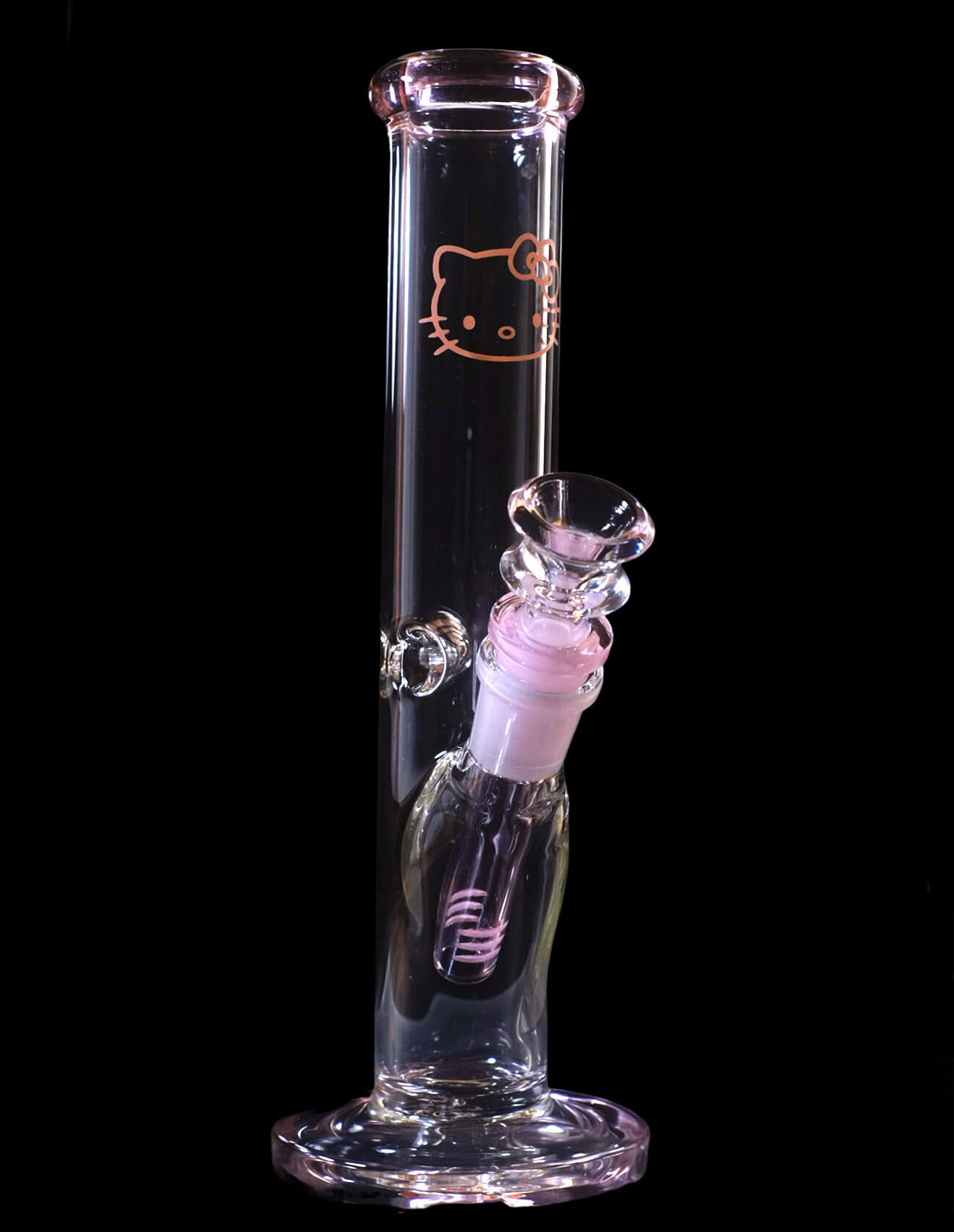 Pink Kitty Straight Neck Thick Glass Water Pipe