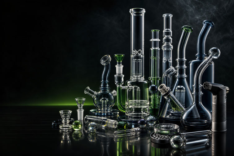 Sleek glass smoking pipe bongs